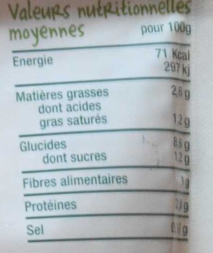 Risotto de courgettes - Nutrition facts - fr