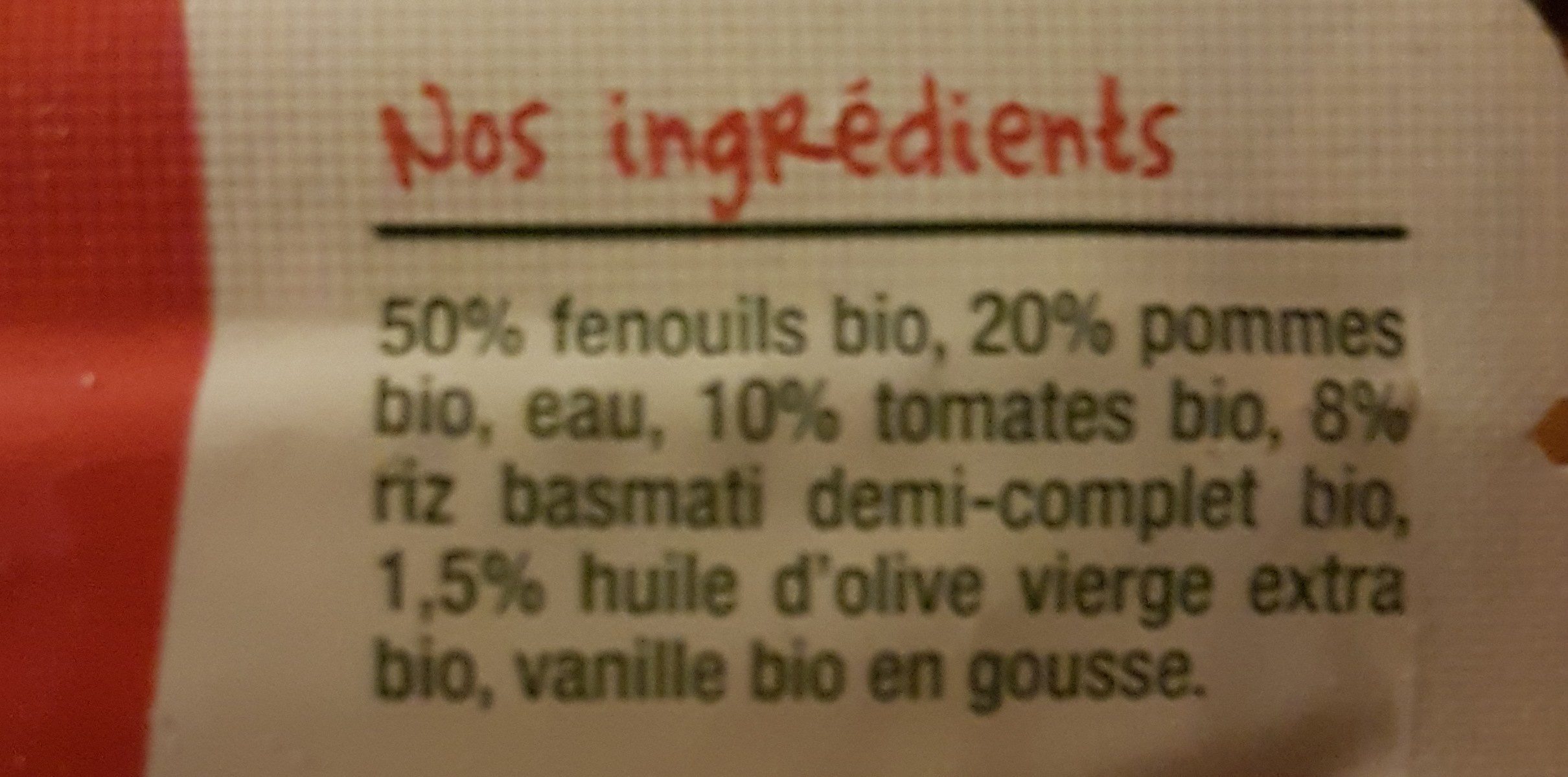 Compotée de Fenouil Tomate et Riz Basmati - Ingredients - fr