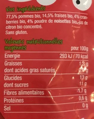 Good Gouter Fraises Cranberries Noisettes - Nutrition facts - fr