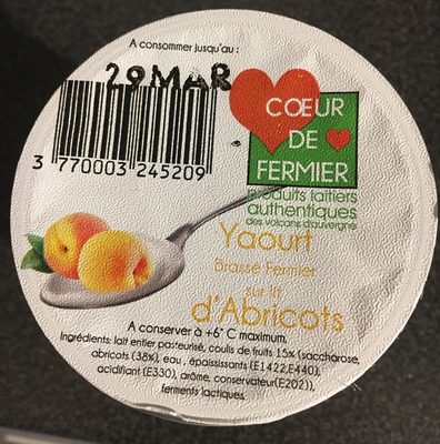 Yaourt brassé fermier sur lit d'abricot - Ingrédients