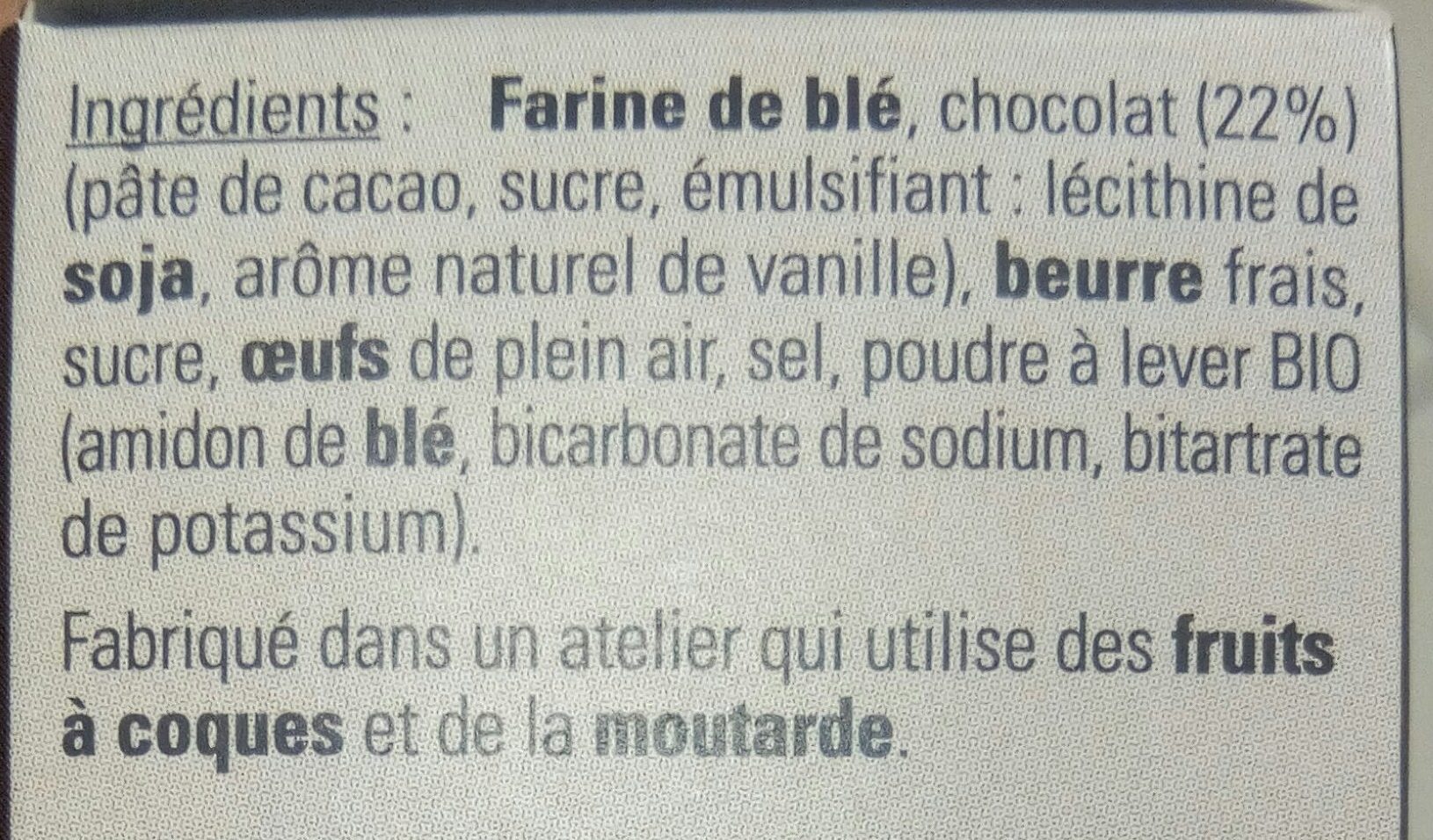 Biscuits au Chocolat - Ingredients - fr