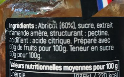 Abricot- amande amere - Ingrédients