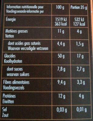 Granola super graines - Nutrition facts - fr