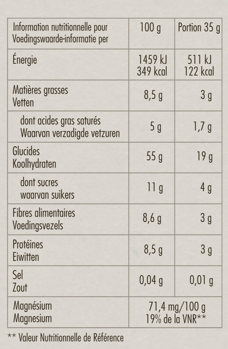 Granola Mûres Myrtilles et Chocolat Blanc - Nutrition facts - fr