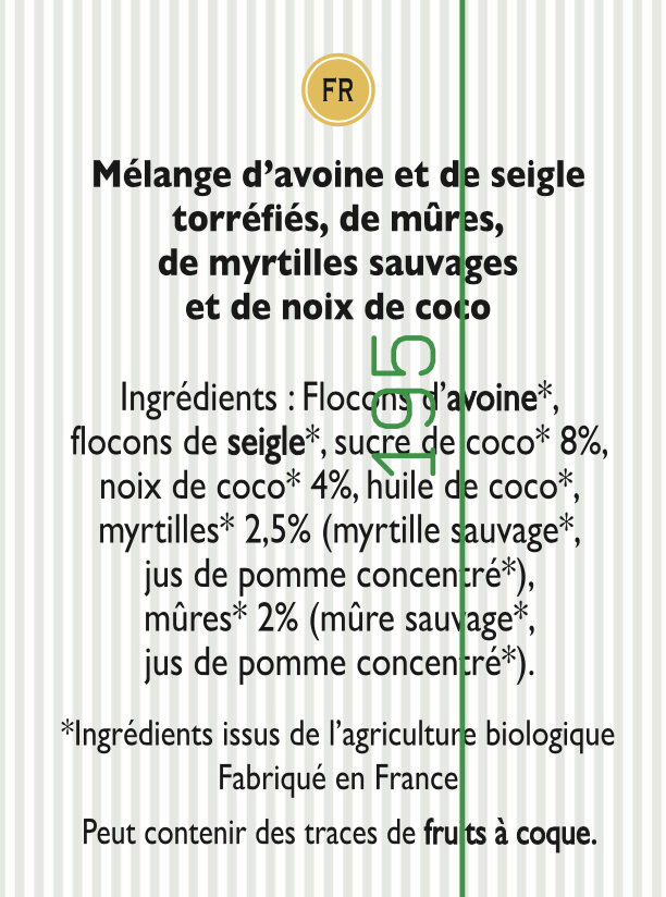 Granola Mûres et Myrtilles sauvages et Noix de Coco - Ingredients - fr