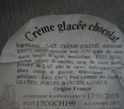 Glace chocolat - 成分 - fr