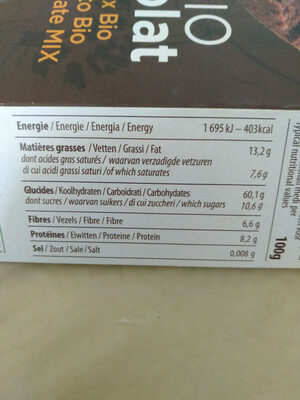 mix bio chocolat - Voedingswaarden - fr