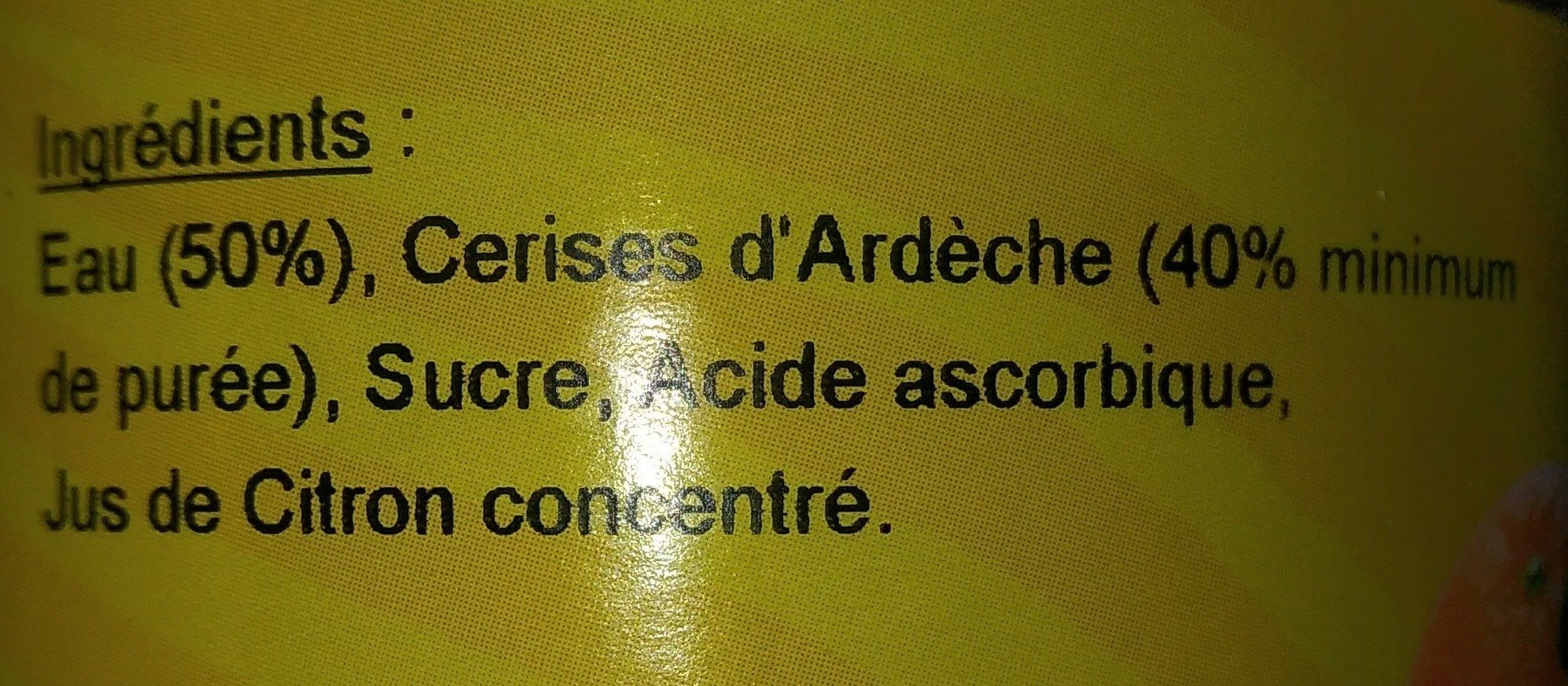 Nectar Cerise - Ingrédients