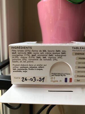 La quiche Chèvre Légumes - Ingrediënten - fr
