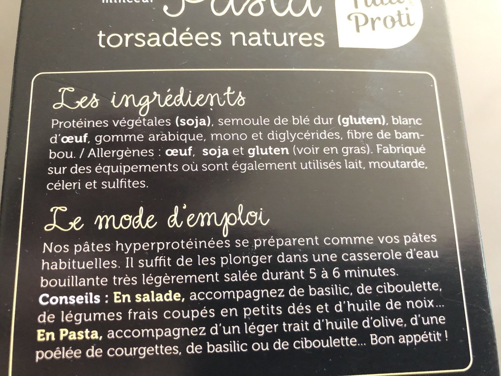 Pates torsadees natures - Ingredients - fr