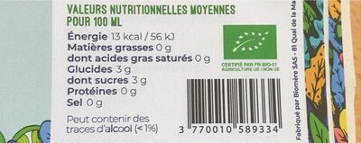 Kombucha citron vert & menthe - Nutrition facts - fr