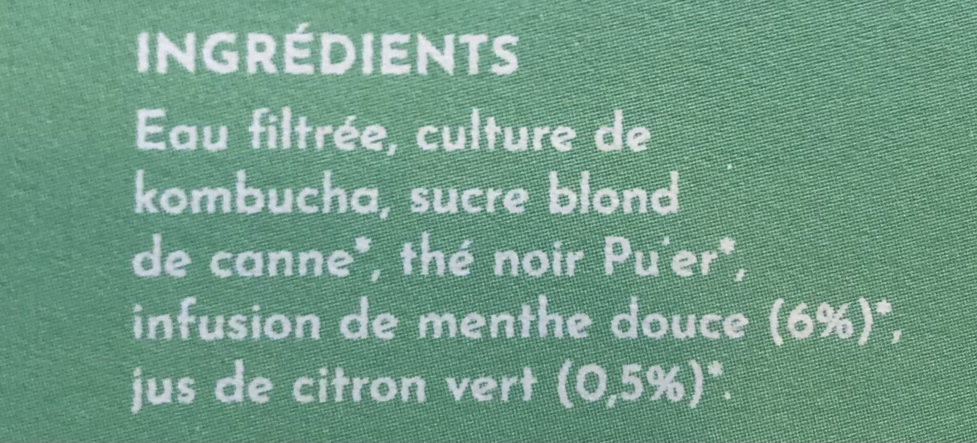 Kombucha Citron Vert Menthe - Ingredients - fr