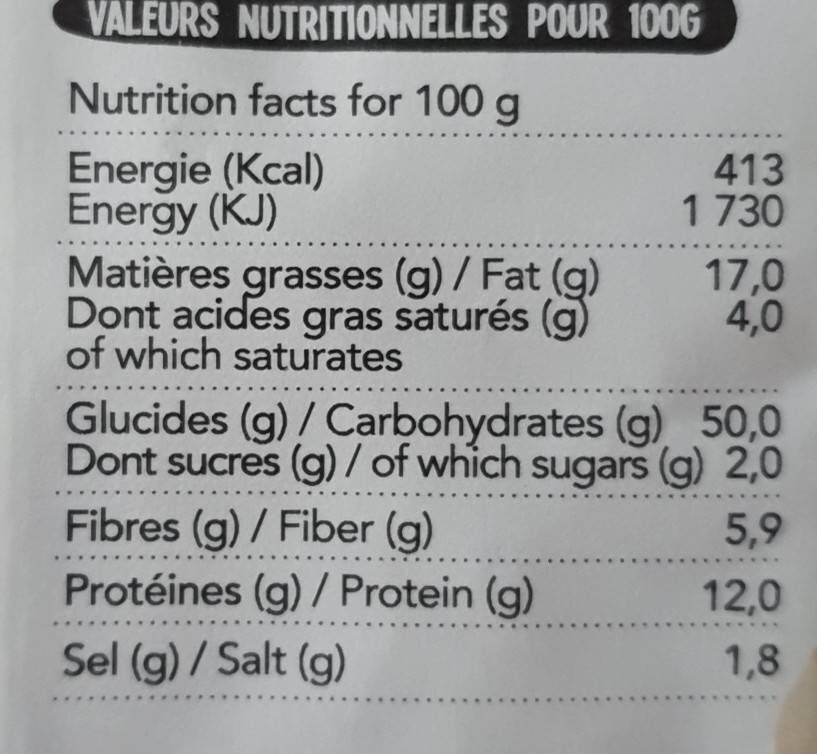 Crackers compté, oignon et graines de millet - Näringsfakta - fr