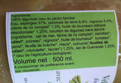 velouté  d'asperges avec les légumes du jardin - Ingredienser - fr