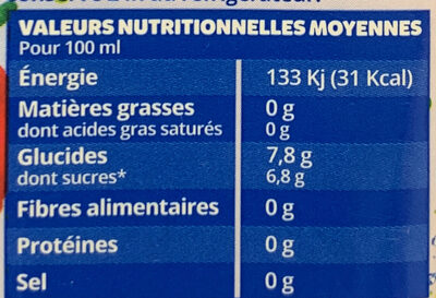 O'fruity - Jus concentré des fruits de l'eau de source - Nutrition facts - fr