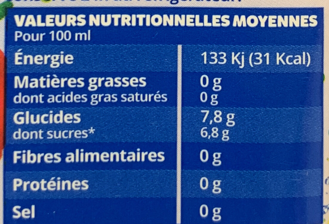 O'fruity - Jus concentré des fruits de l'eau de source - Nutrition facts - fr