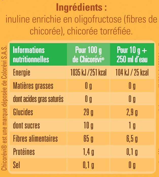 Boisson instantanée chaude à la chicorée - Nutrition facts - fr