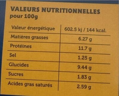 Couscous royal - Tableau nutritionnel