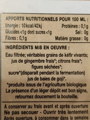 Kéfir de fruits Gingembre bio - Ingrediënten - fr