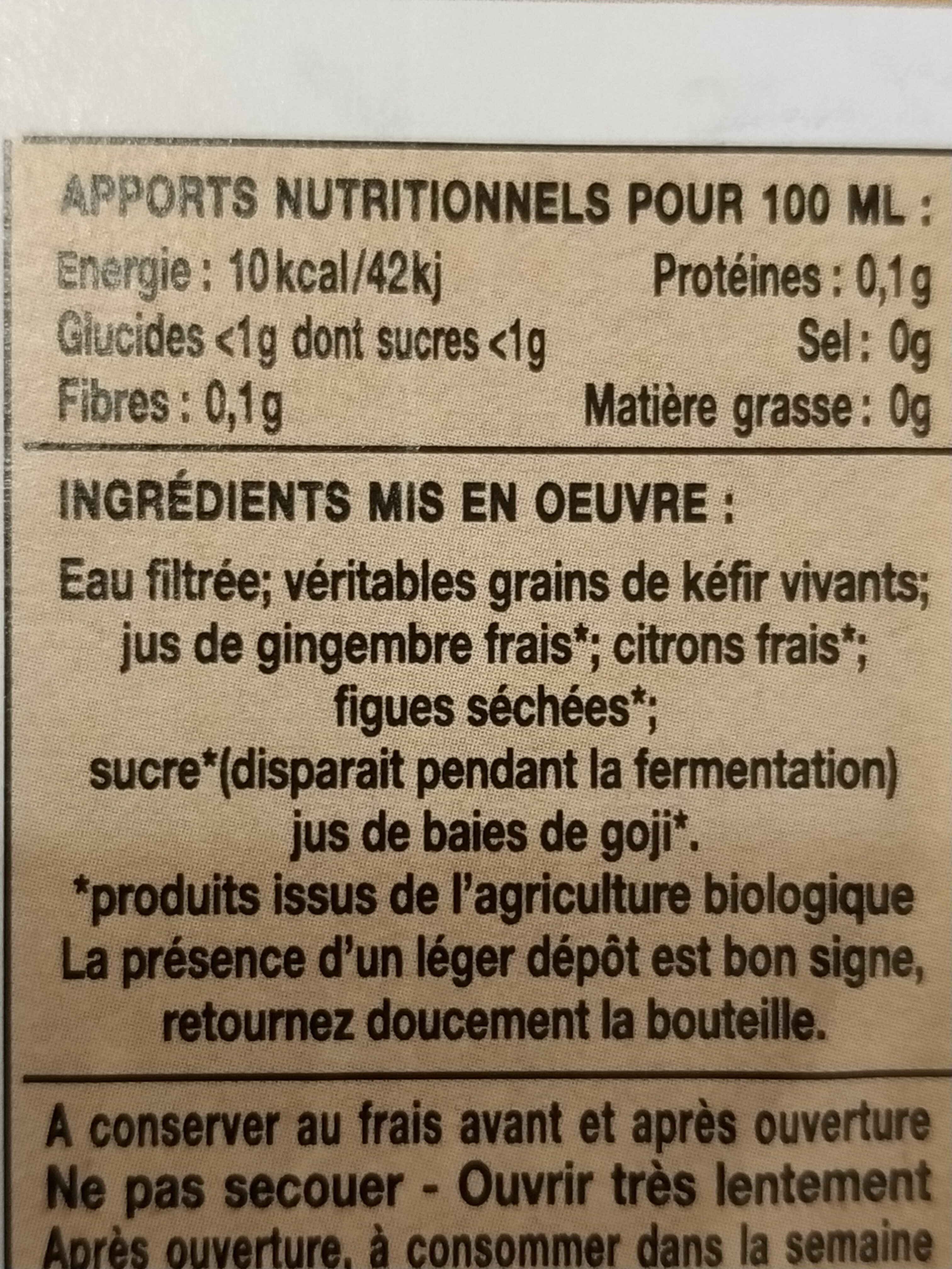 Kéfir de fruits Gingembre bio - Ingrediënten - fr