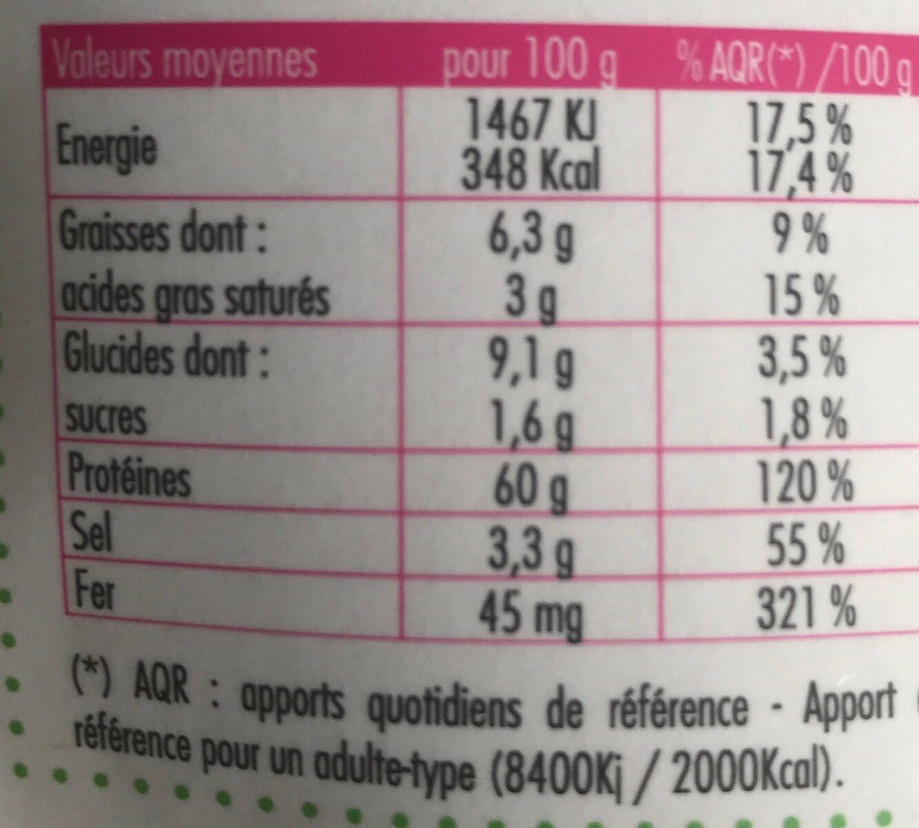 Spiruline en brindille - Nutrition facts - fr