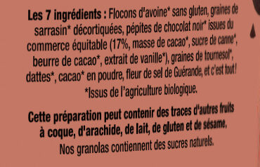 Granola Pépites de chocolat - Ingrédients