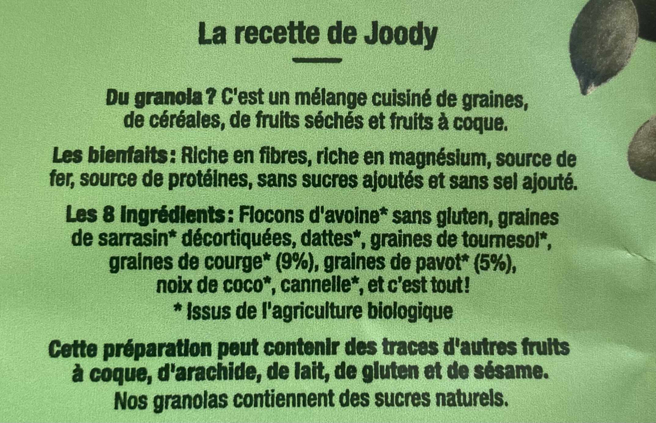 Granola Graines de courges - Pavot - Ingredients - fr