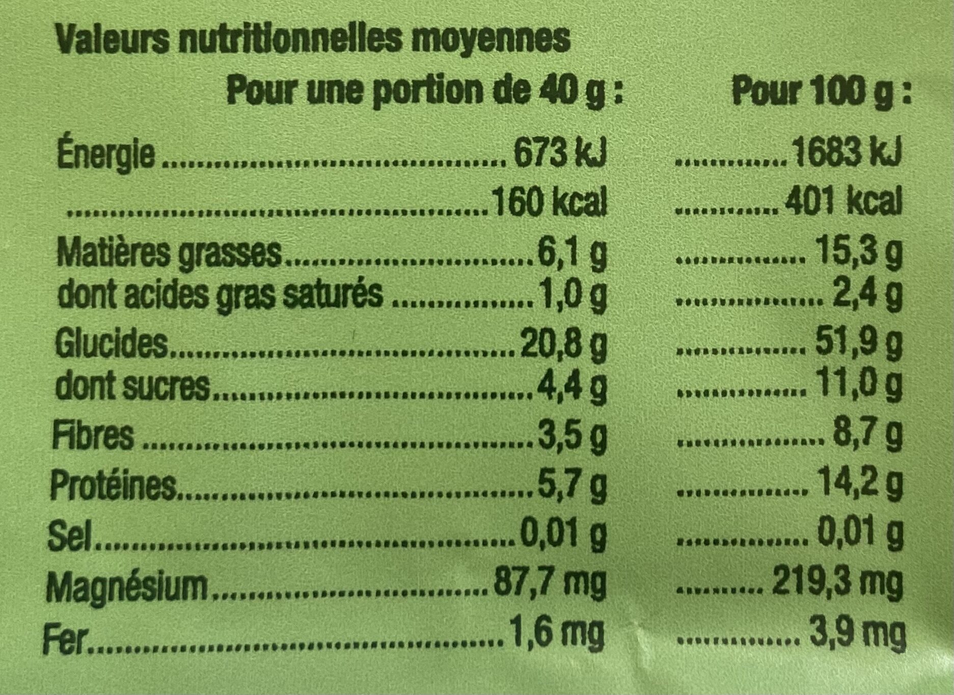 Granola Graines de courges - Pavot - Nutrition facts - fr