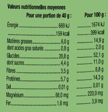 Granola Graines de courges - Pavot - Nutrition facts - fr