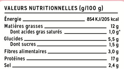 Lardons végétaux Nature - Tableau nutritionnel