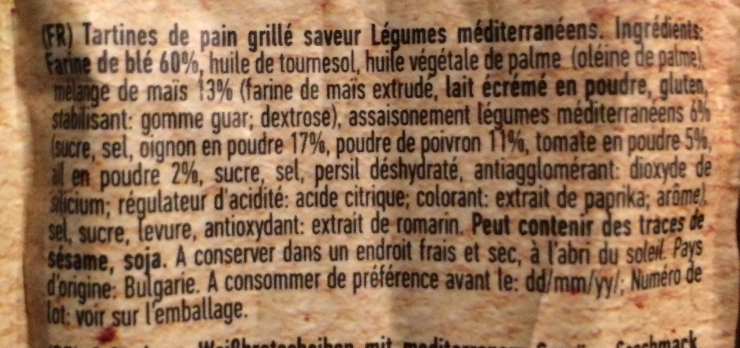 Bruschette - Ingredienser - fr