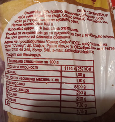 Хляб Добруджа - Ingredients
