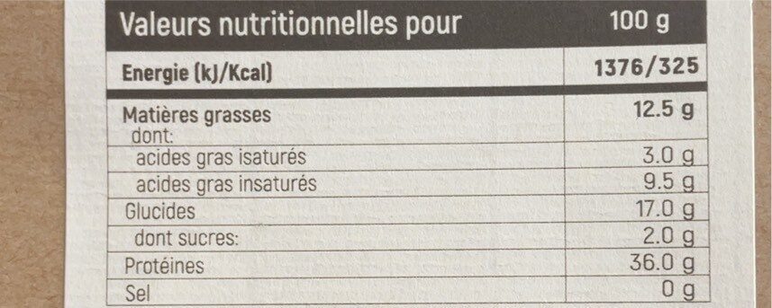 Farine de noix bio - Nutrition facts - fr