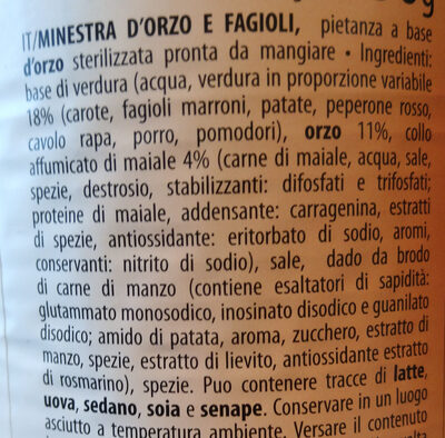 Minestra d'orzo e fagioli - Ingredients - it