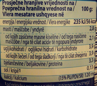 Tekući jogurt - Voedingswaarden - hr