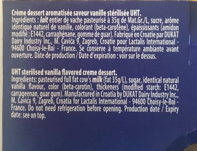 Dessert vannilla flavor - Ingredients - fr