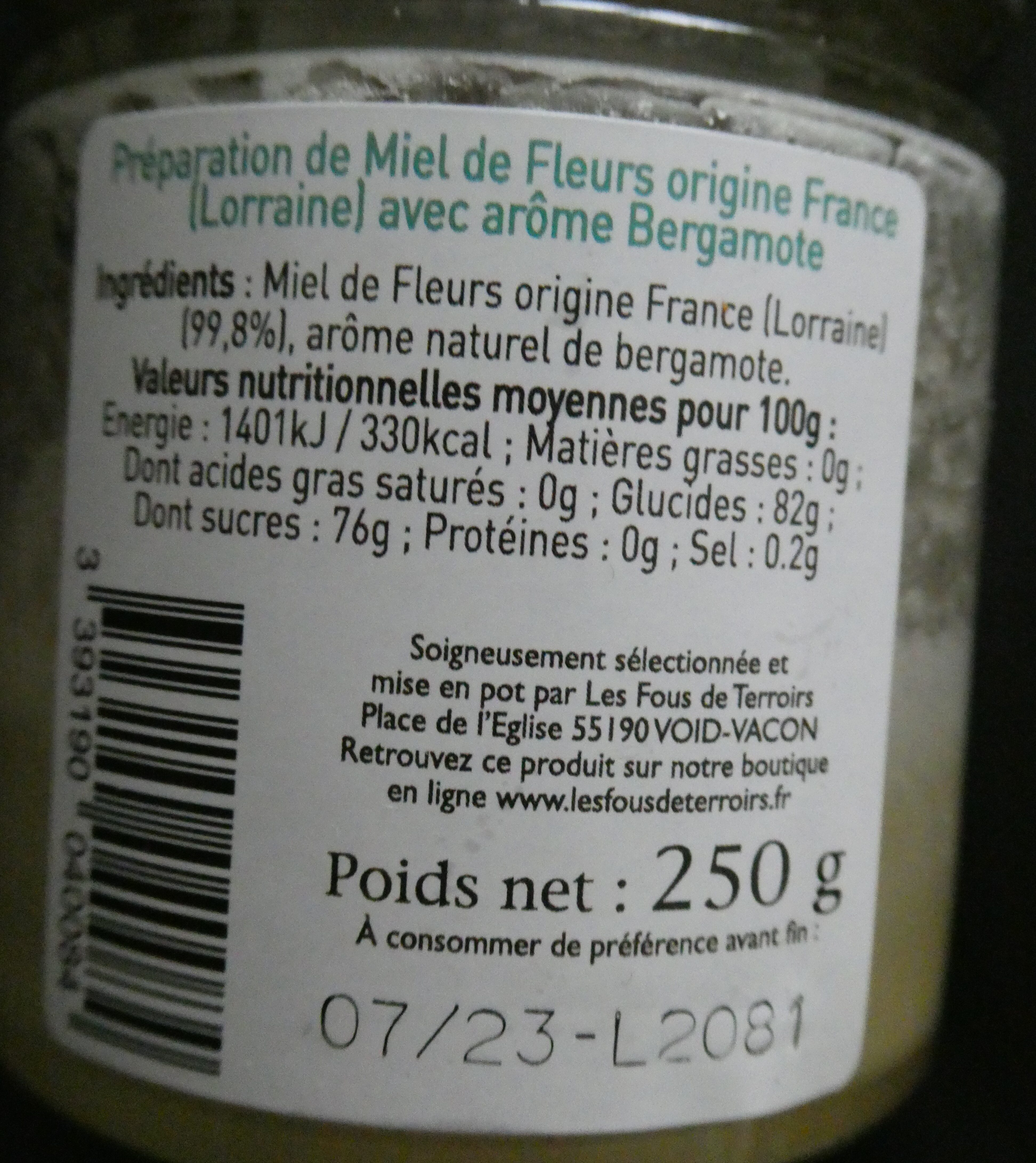 Préparation Miel de Fleurs - Saveur Bergamote - Product - fr