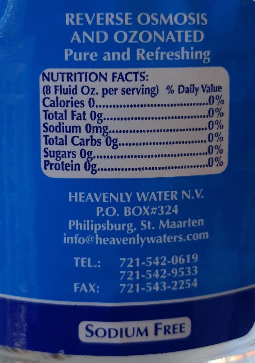 Heavenly Ultra Purified Water - Ingredients - fr