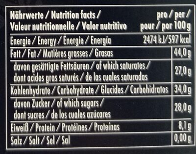 Pure Chocolate 72% Kakao - Nutrition facts - de