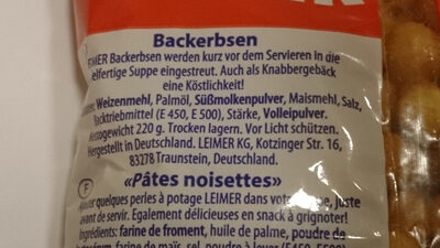 Backerbsen - Ingredients - de