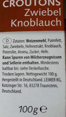 Croutons Zwiebel Knoblauch - Ingredients - de