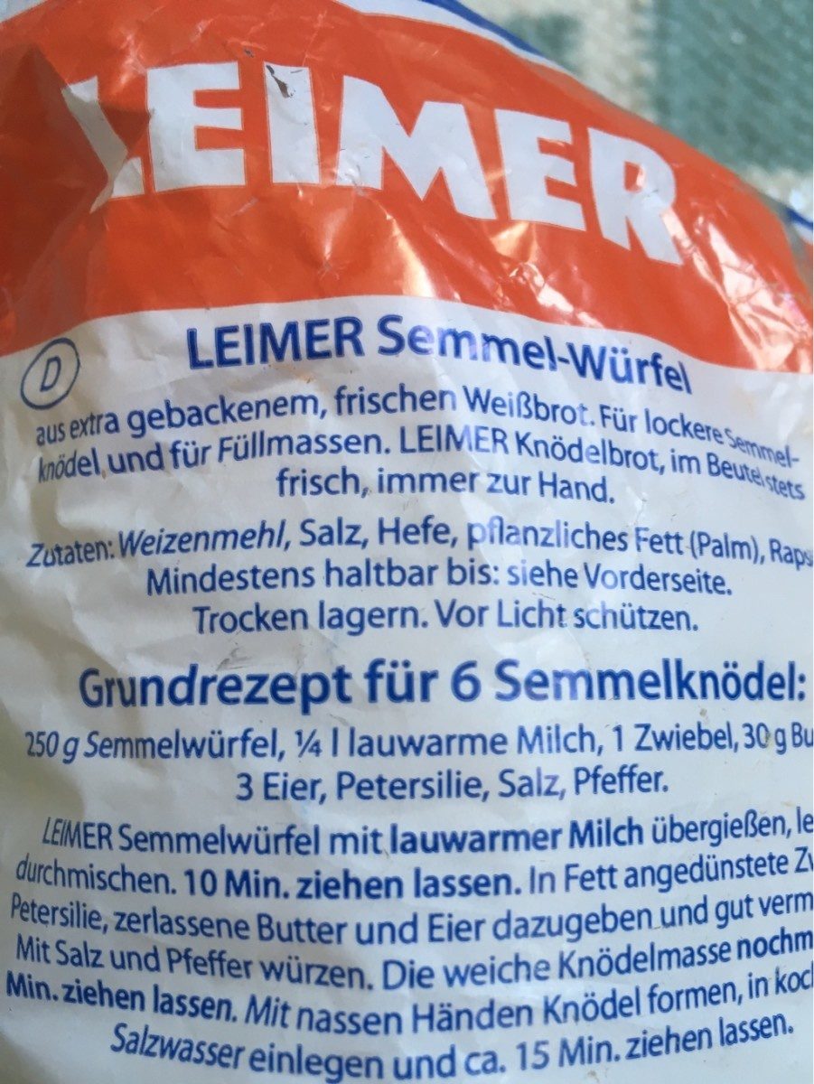 Semmel-Würfel Knödelbrot - Ingredients - fr