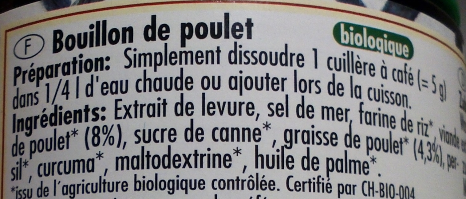 Bouillon de Poulet - Ingrédients