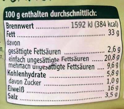 Vegetarischer Mühlen Snack - Tableau nutritionnel - de