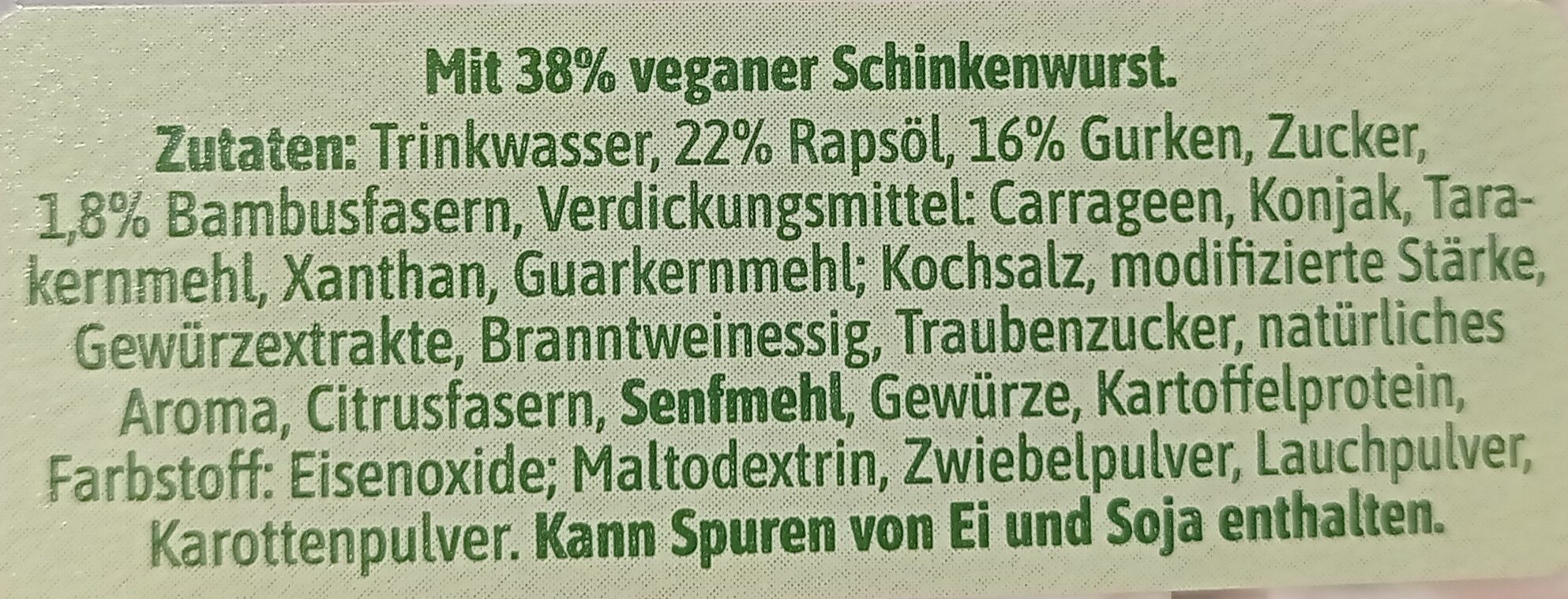 Veganer Schinken Spicker Salat - Ingredienti - de