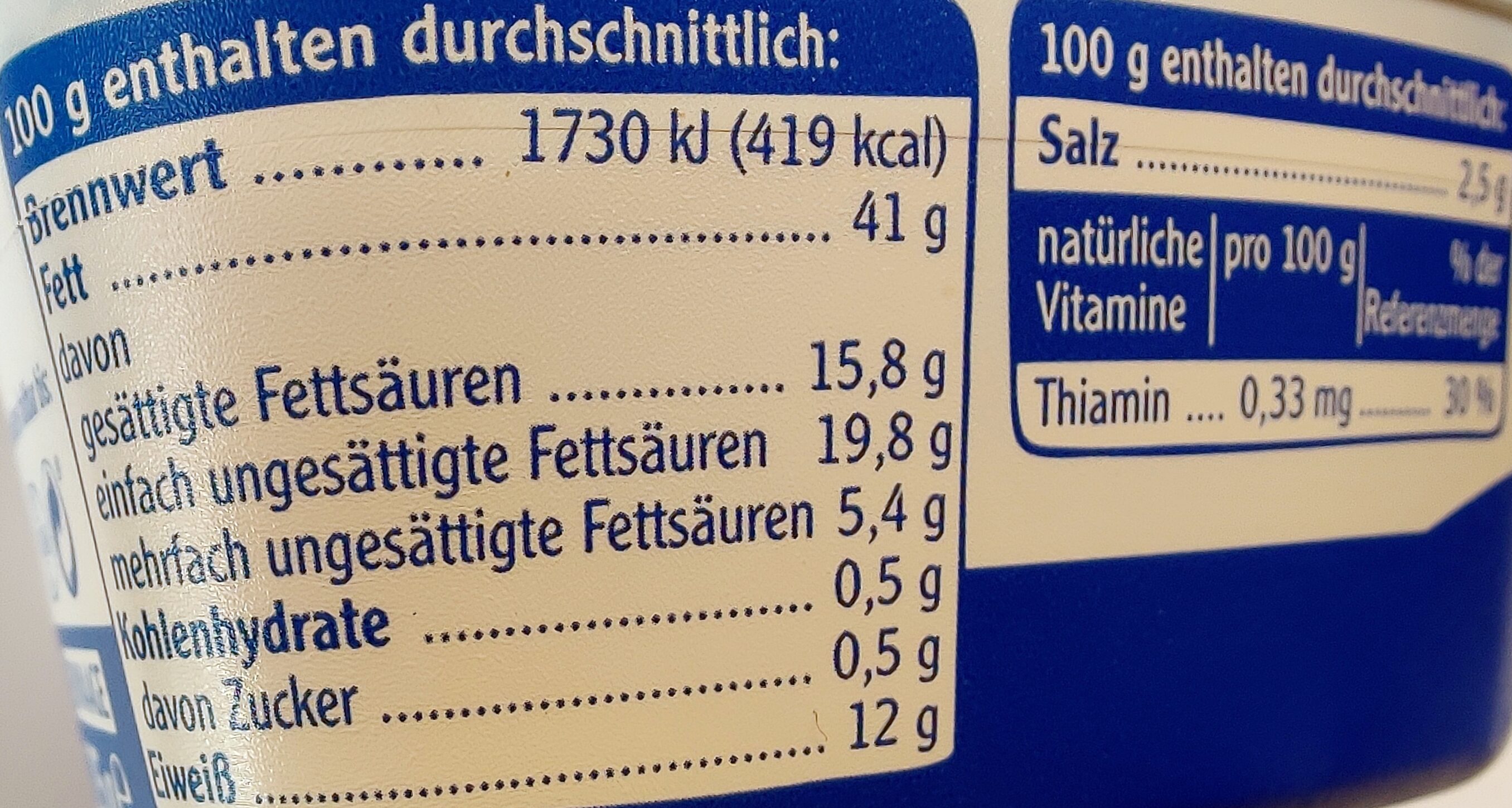 Wurst feine Teewurst - Tableau nutritionnel - de