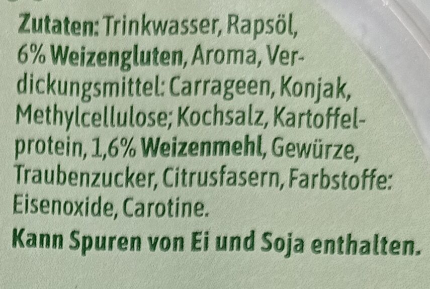Vegane Mühlen Salami Klassisch - Ingredienser - de