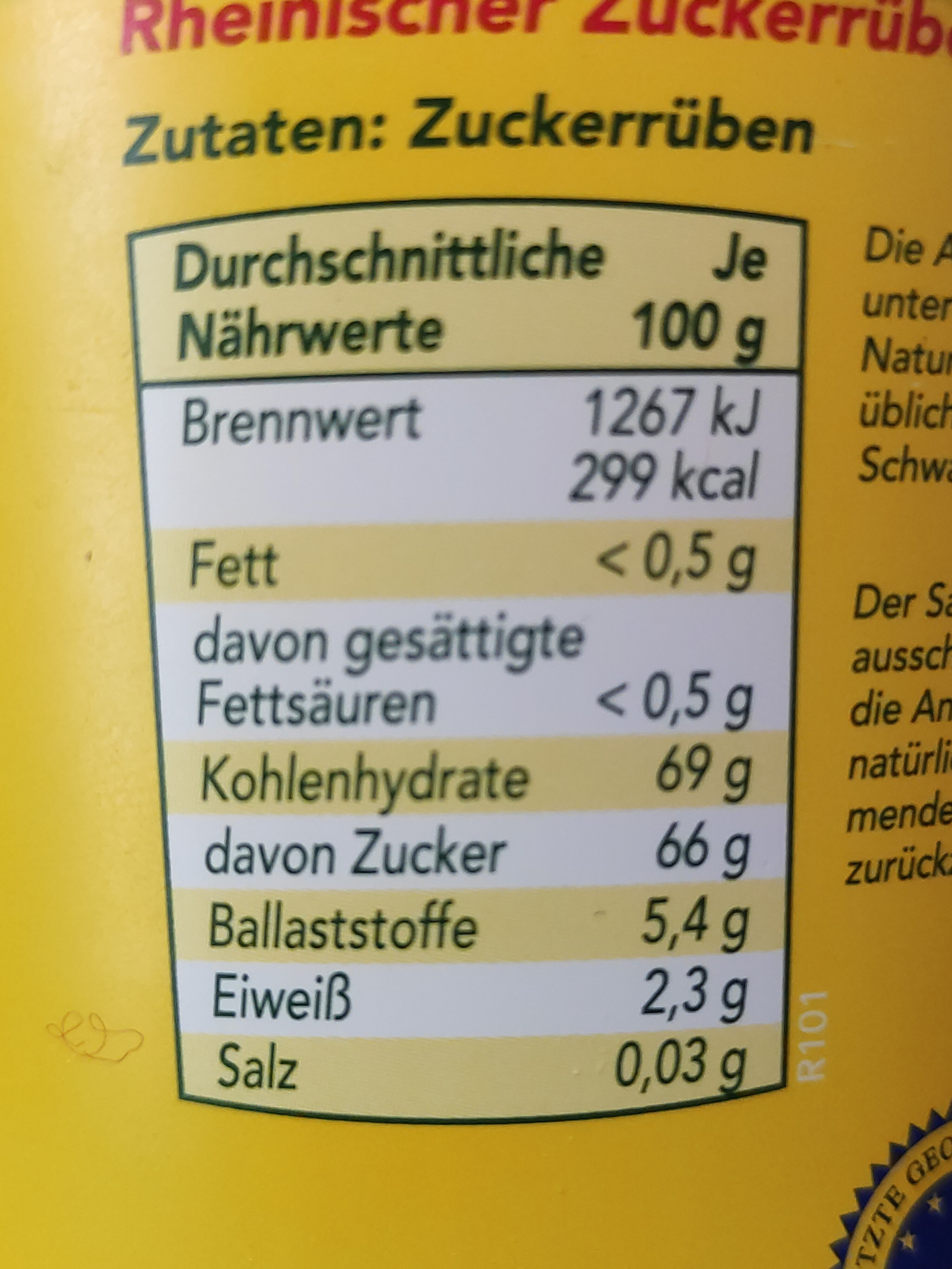 Rübenkraut - Nutrition facts - de