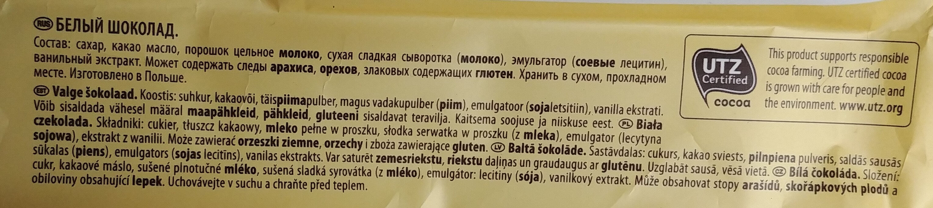 Biała czekolada - Ingredienser - pl
