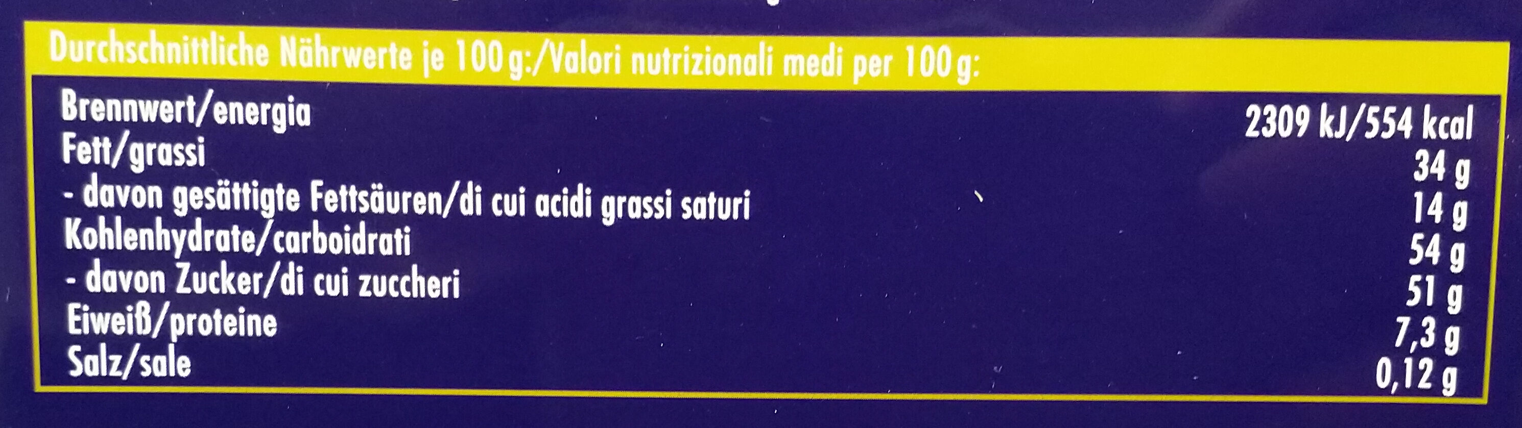 Grosse Liebe Nugat - Nutrition facts - de
